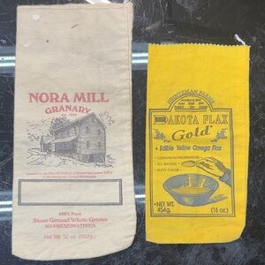 Vintage Grain Sacks - Yellow and Cream farmhouse decor